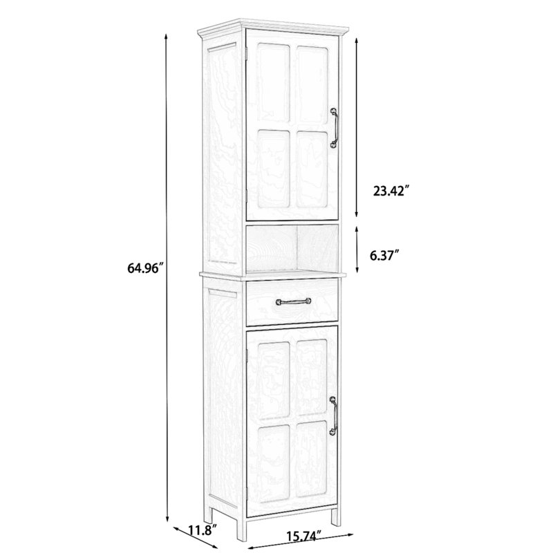 Navinder Modern Style Freestanding Linen Cabinet with Adjustable Shelves and Drawers for Bathrooms