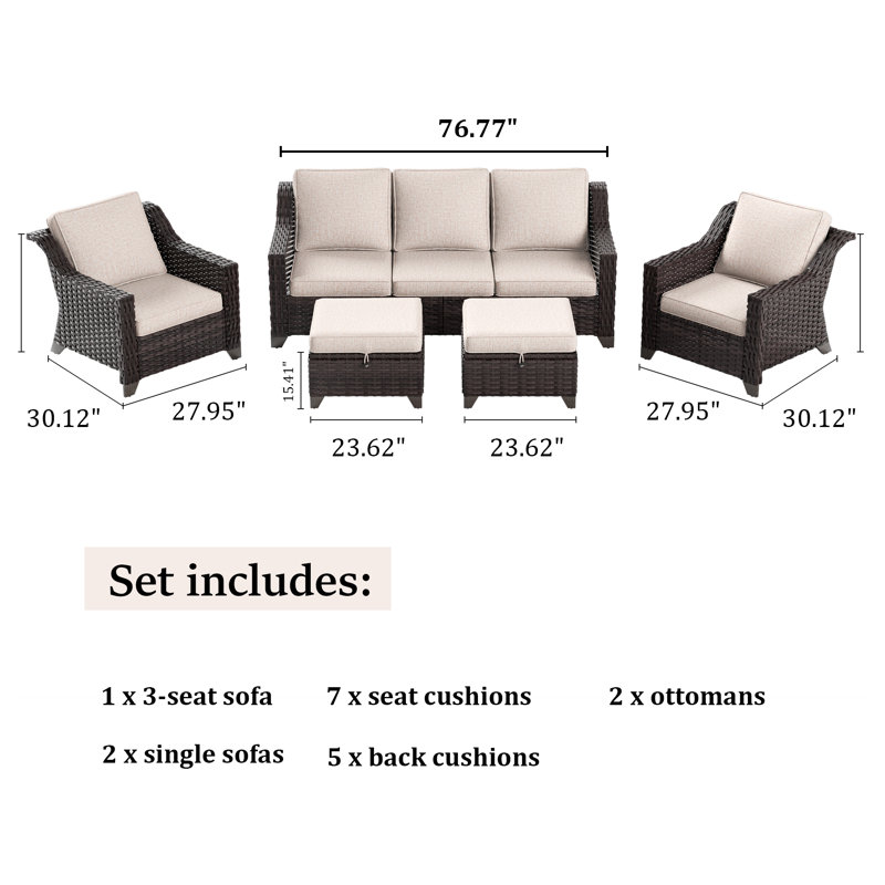 Ensemble de conversation avec coussins Neida, Beige