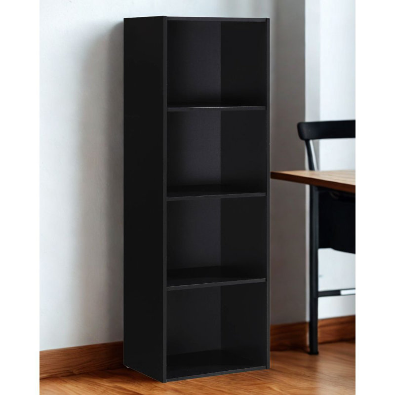 Bibliothèque haute avec rangement ouvert pour la maison ou le bureau, Noir, (4 tablettes) H 47,3 po x l 15,9 po x P 11,7 po