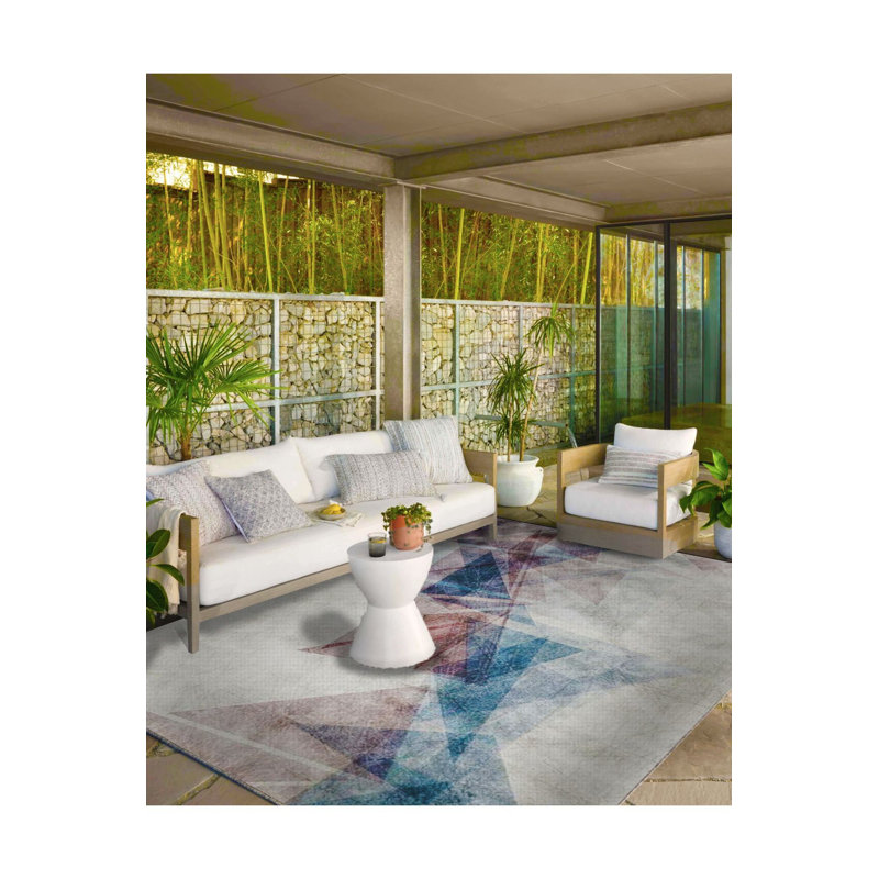 Soft Geometric Patterned Woven Base Washable Rug, Rectangle 4'7" x 6'7" Rug Pad Included