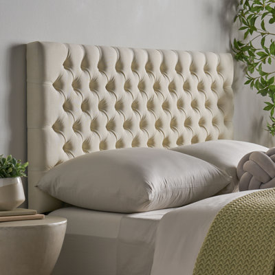 Tufted Upholstered Queen Size Bed Headboard In Modern Button Design, Adjustable Solid Wood Head Board, Solid Wood Head Board With Durable Metal Legs In Bedroom
