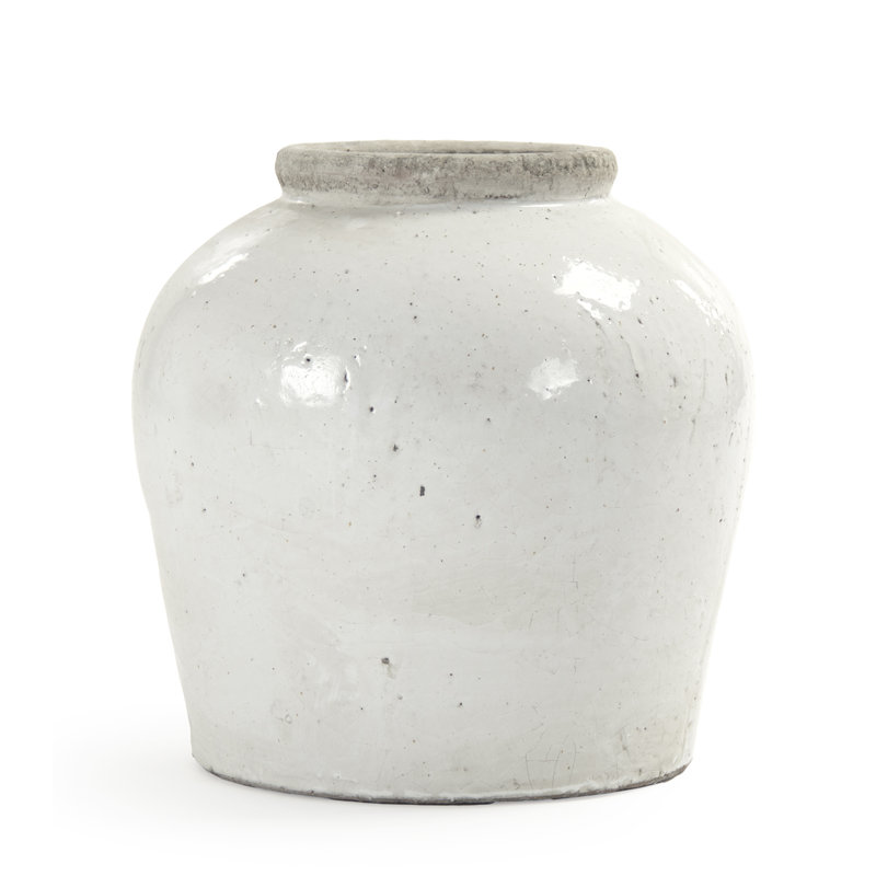 Vase de table en céramique blanche, H 15 po x l 15 po x P 15 po