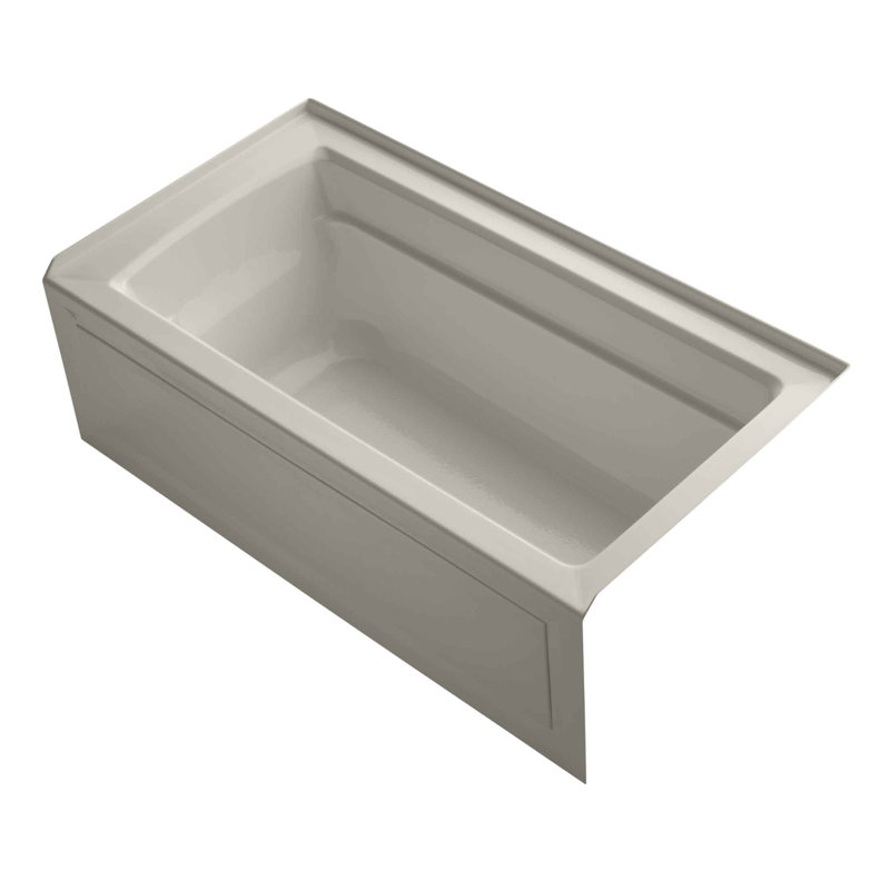 Archer 60" x 32" Acrylic Alcove Soaking Bathtub with Comfort Depth, White, Right