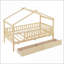 Lit plateforme simple en bois de pin massif avec rangement à 2 tiroirs pour chambre à coucher naturelle-668316161-668316163