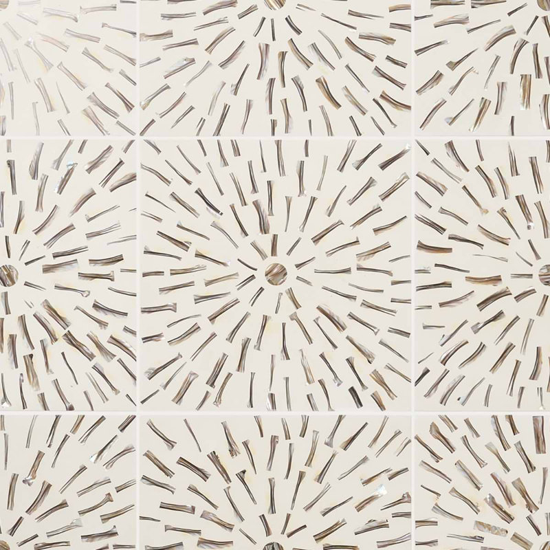Estee 12x12 Polished Pearl Inlay and Cement Tile, Golden White