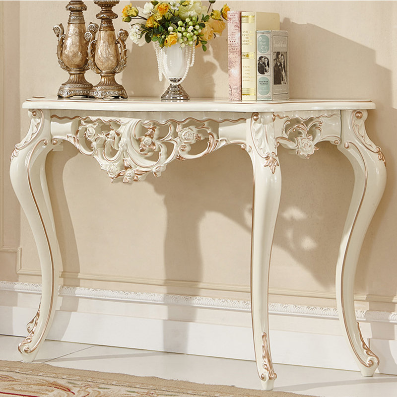 Table de véranda moderne et simple en bois massif., H 33 po x l 47,2 po x P 18 po, Blanc