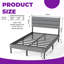 Structure de lit plateforme double avec tête de lit tapissier, aucun sommier requis, espace de rangement sous le lit de 14 po, gris et noir-1539396320-1539396326