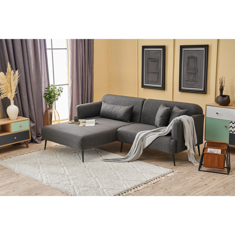 Coeta 3 Seater Sofa & Chaise, Anthracite, Right Hand Facing, 120cm H x 170cm W x 130cm D