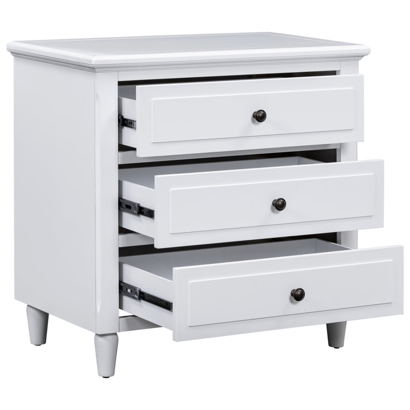 Table de chevet 3 tiroirs Albers, Blanc