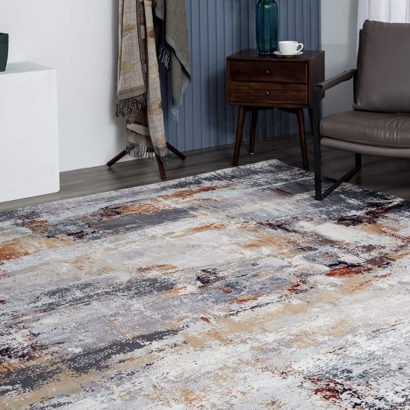 Lismore Abstract Area Rug in Gray, Novelty 7'9" x 9'9"