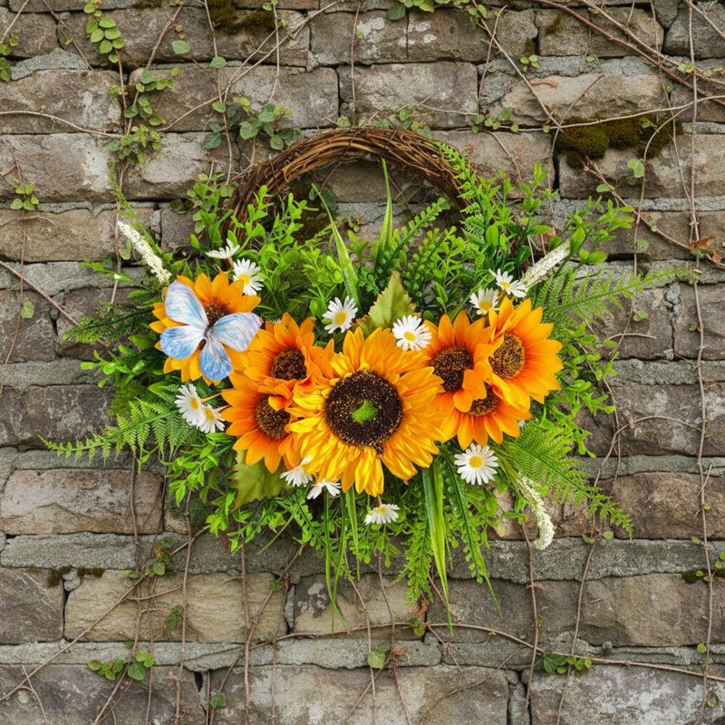 Couronne de tournesol artificielle printemps été 45cm / 17,71in