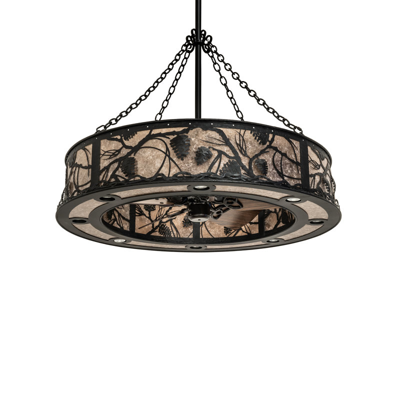 56" Wide Whispering Pines Chandel-Air, Matte Black, 9.5" H x 45" W x 45" D