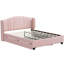 Lit plateforme tapissier rose avec tête de lit à oreilles confortable - sans sommier, 2 tiroirs et lit gigogne simple pour une chambre confortable-130155537
