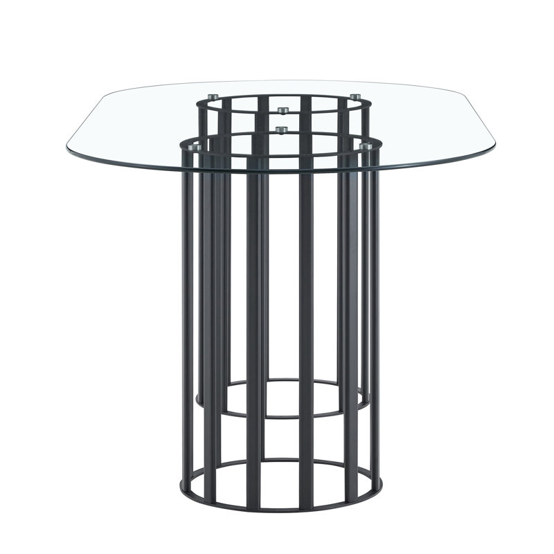 71 inch oval tempered glass dining table, Black