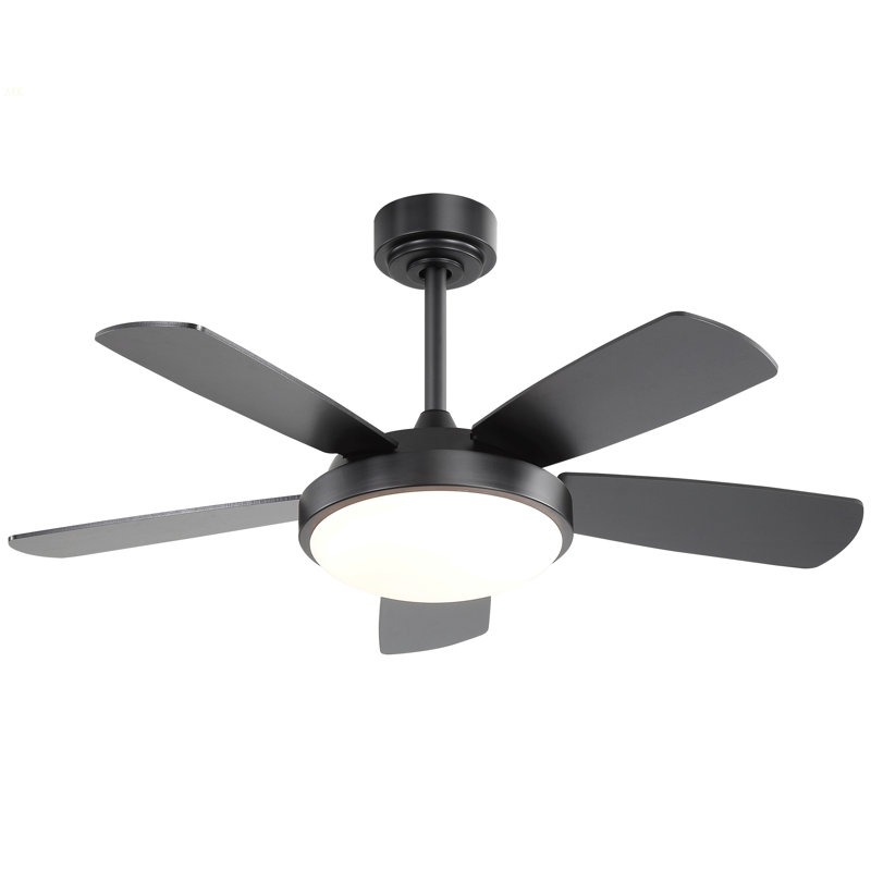 42 Inch Black Ceiling Fan With 22W LED Light And Remote Control MDF Blades Reversible DC Motor, Black