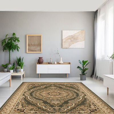 Tapis oriental vert / brun intérieur / extérieur Turkuaz