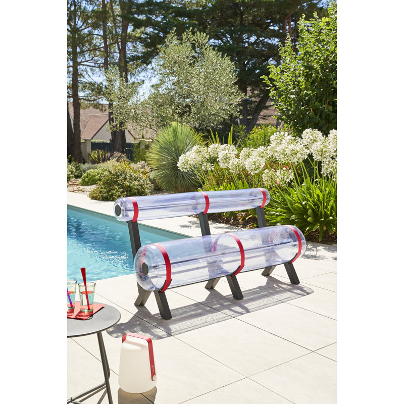 L150 Aluminium And Crystal Black PVC Bench, Clear