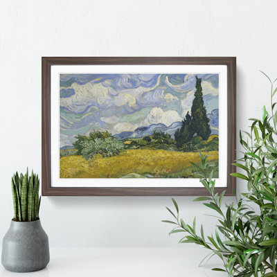 A Wheatfield with Cypresses Vol.1 by Vincent Van Gogh - Framed Print