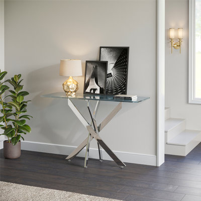 Scheinuk 120cm Glass Top Console Table