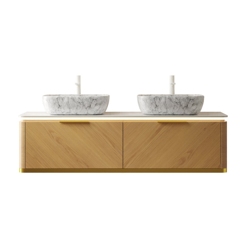 DIPA 60" Bathroom Vanity & Sinks, Oak, 60"