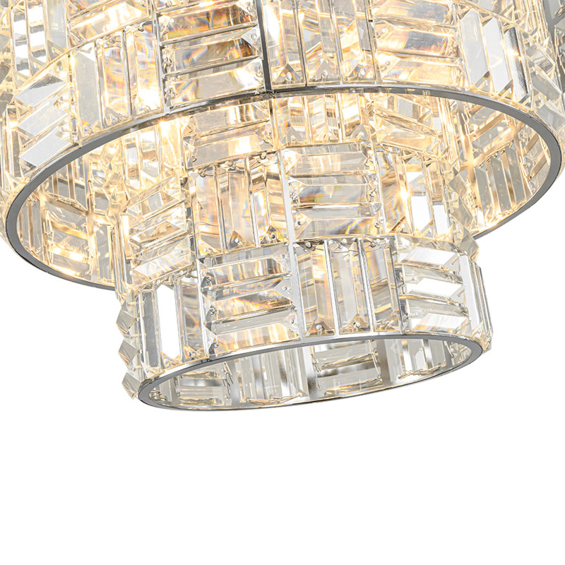 Lustre rond à 11 lumières avec cristal