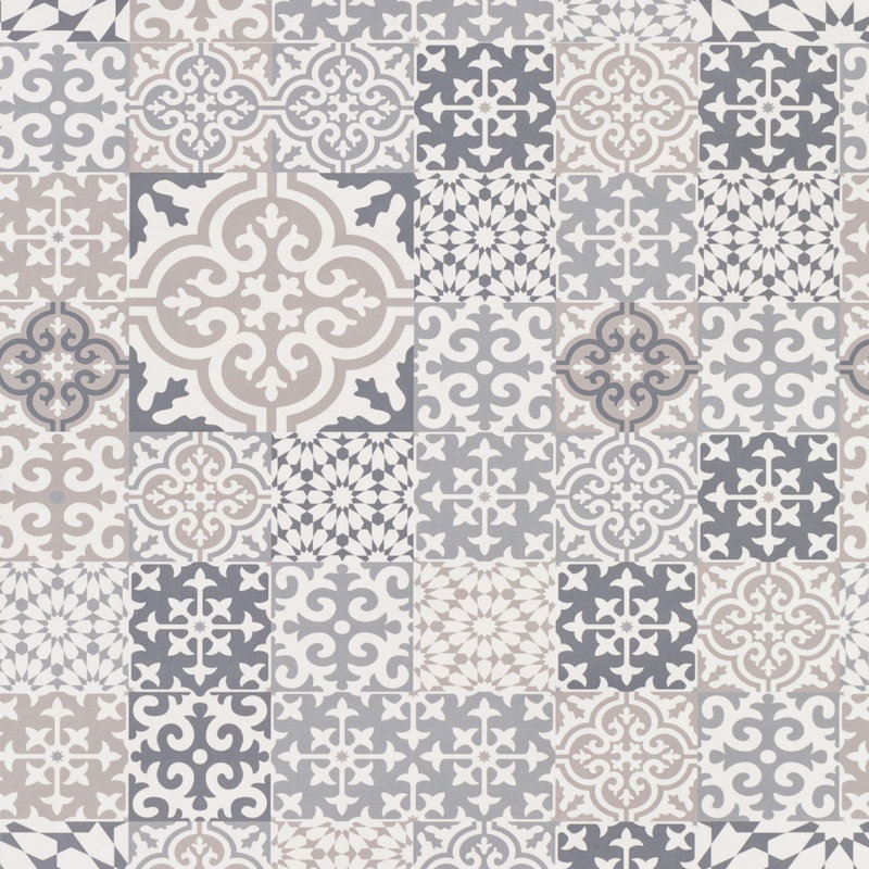 Akkar Vinyl Geometric Indoor Rug, Rectangle 6'6" x 8'2"