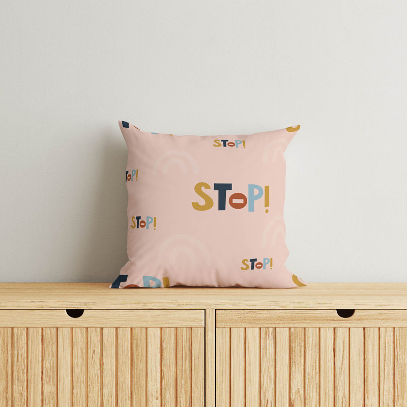 Coussin Stop, Rose, H 20 po x l 20 po