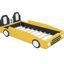 Lit de voiture de course simple avec roues jaunes et fabrication ferme - Plateforme robuste en forme de voiture de repos durable-1536834654