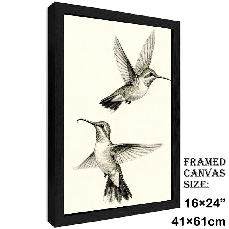 Art mural rétro noir avec deux mouettes volant, impressions de style rétro, H 25 po x l 17 po