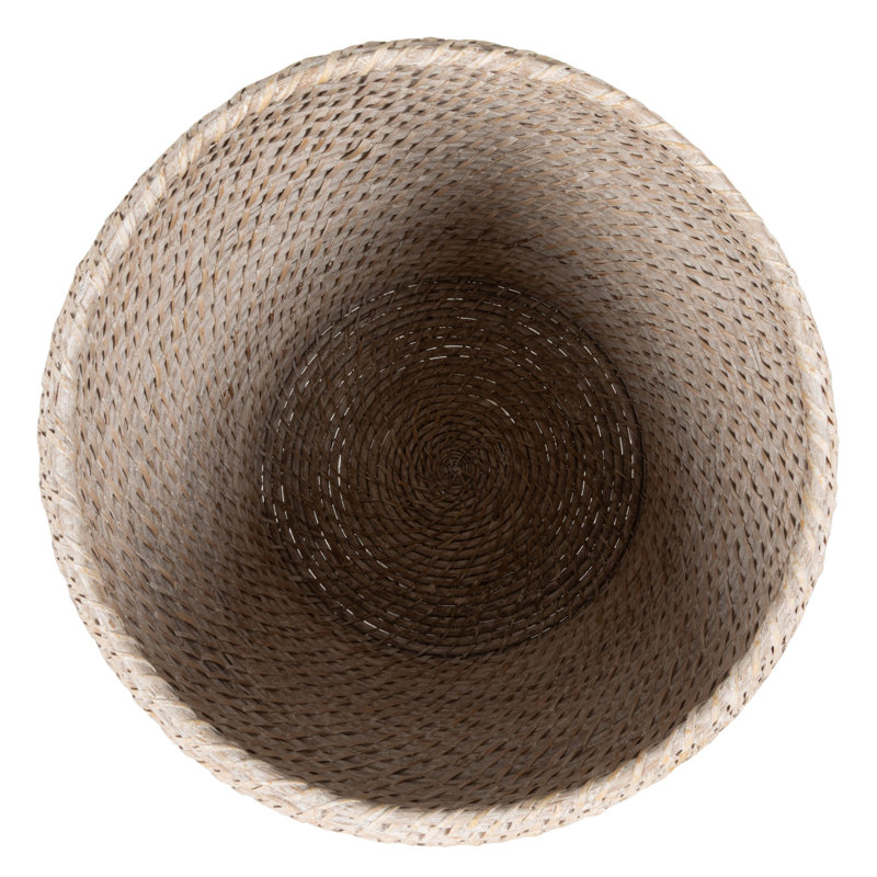 Decorative Hand-Woven Rattan Storage Baskets with Lids, White Washed
