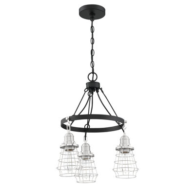 3 - Light Dimmable Wagon Wheel Chandelier