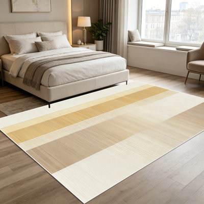 Tapis à motif géométrique minimaliste moderne à rayures chaudes de 1 pièce, doux et confortable, facile à entretenir et lavable à la machine, convient au salon, à la chambre à coucher, à la salle à manger, au bureau personnel, au balcon, au vestibule, au vestibule, à la maison, pour l'extérieur
