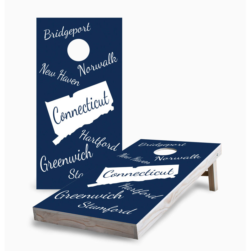 Connecticut State Pride 2x4 cornhole | Comprend (2) planches (8) sacs et accessoires optionnels, AUCUN accessoire