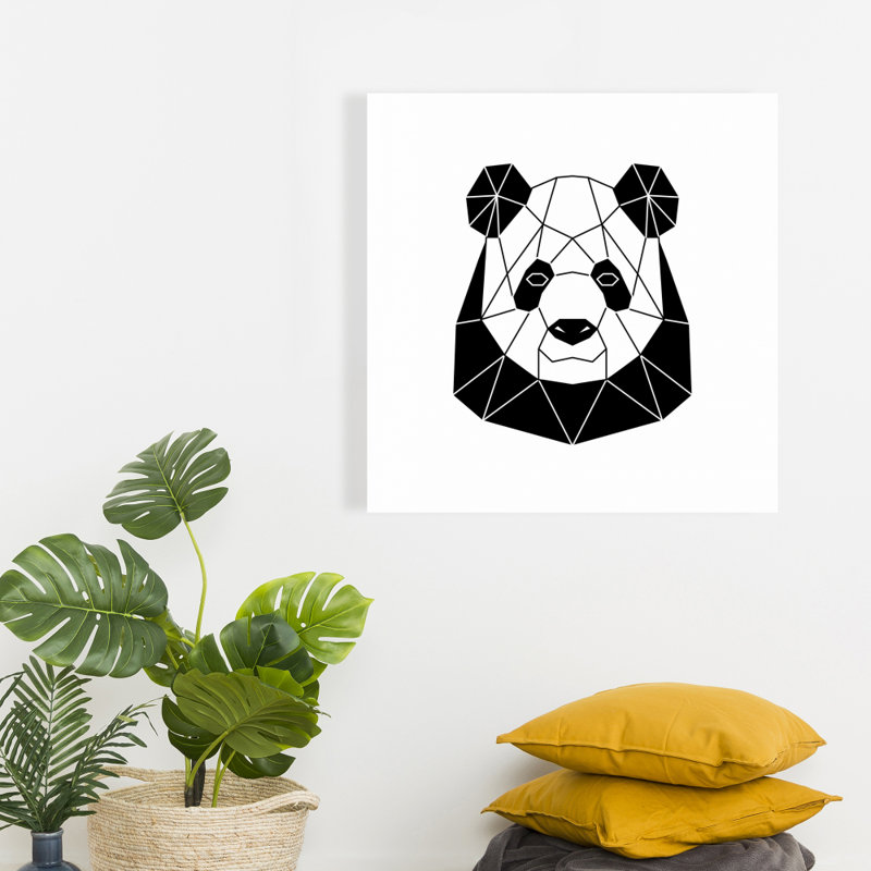 Panda géométrique rétro avec toile blanche | Décoration intérieure