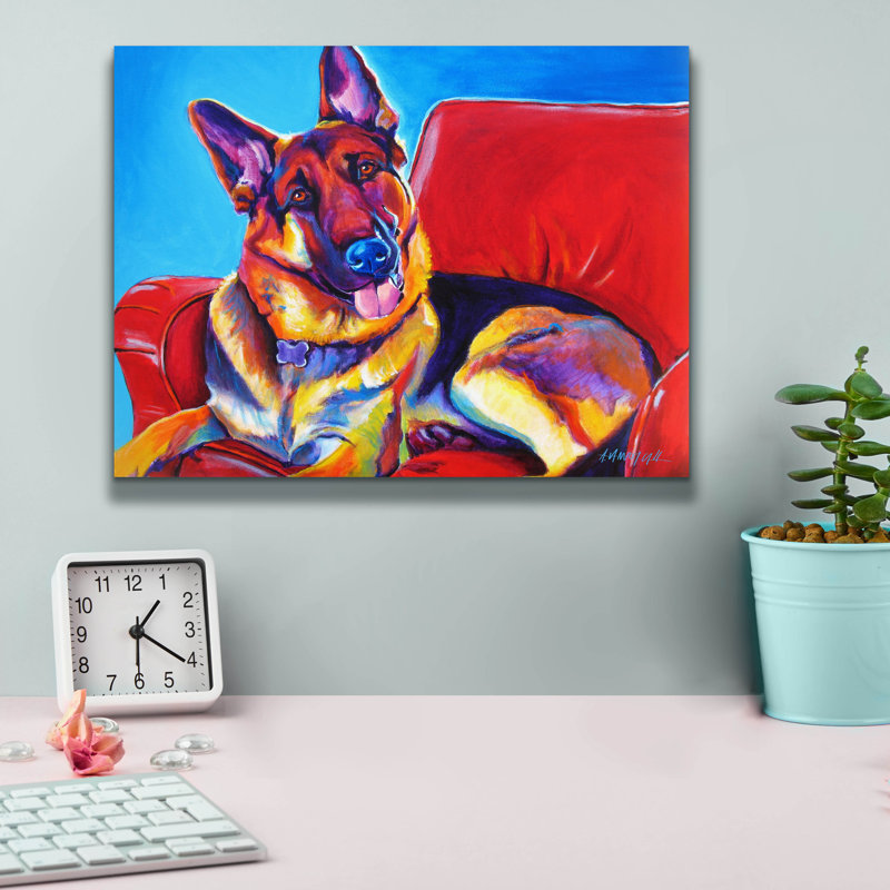 "Gsd - Zeke" par Dawg Painter, H 12 po x l 16 po x P 0,75 po