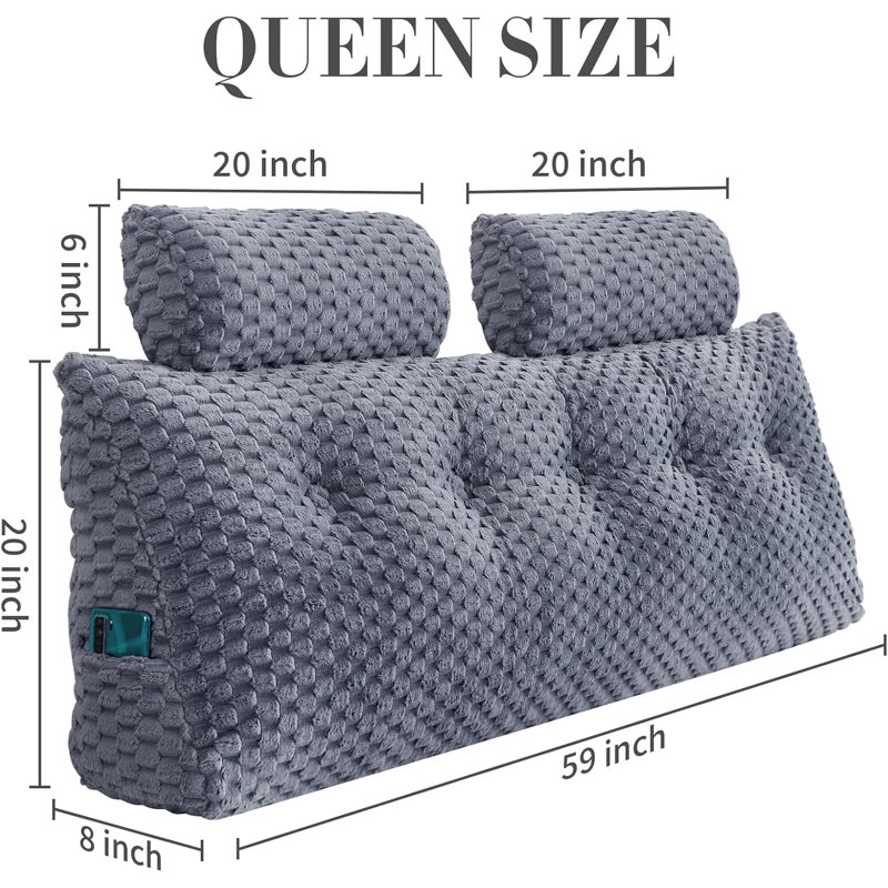 Coussin Velet, Gris, Triangulaire H 20 po x l 59 po