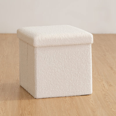 Folding Teddy Fleece Storage Ottoman With Storage by Ebern Designs