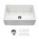 Houzer 33 in  Fireclay Apron Front Farmhouse Kitchen Sink w/ Strainer, Grid - PTG-4300 WH-C
