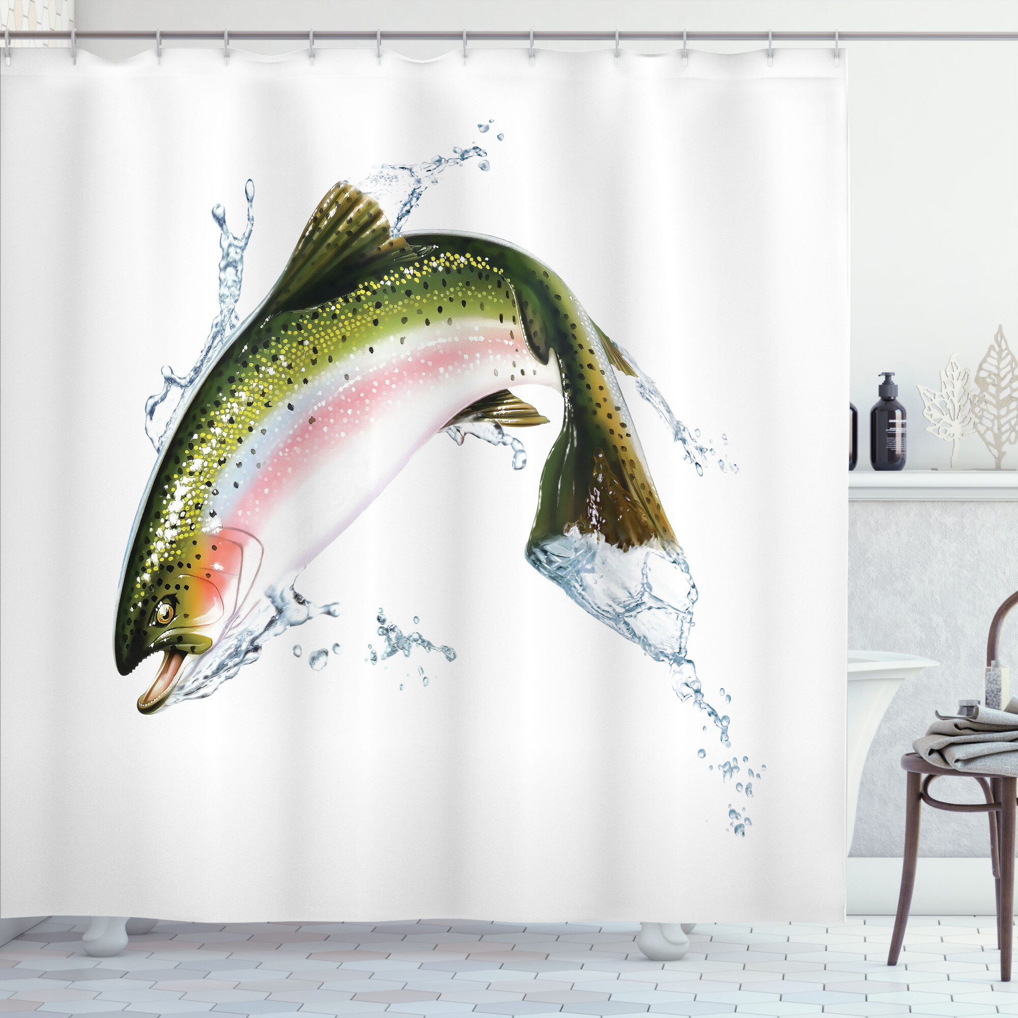 Fish Shower Curtain Set + Hooks East Urban Home Size: 69 H x 105 W