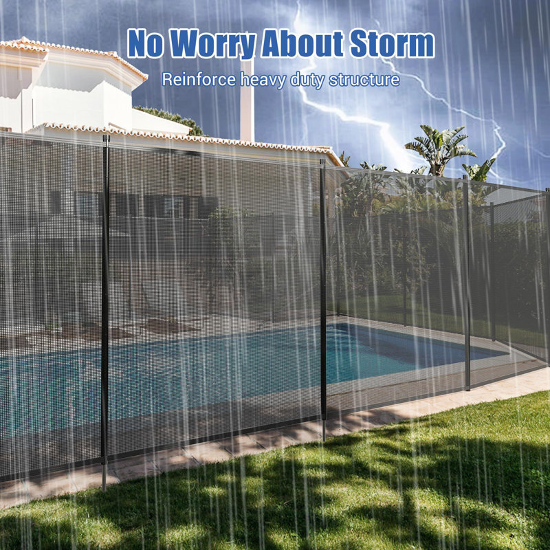 Pool Fence, 4 x 12 / 48 FT Pool Fences for Inground Pools, Removable Pool Fencing, Easy DIY Installation Swimming Pool Fence, PVC Pool Fence Mesh Protects Kids and Pets