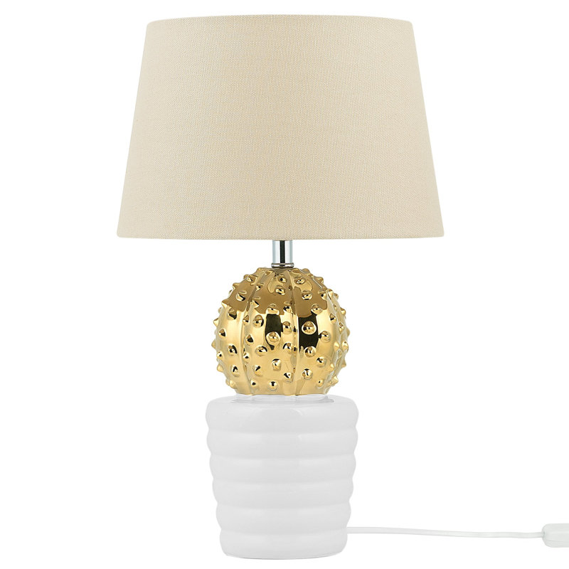 Nikolai Ceramic Table Lamp, White/Gold