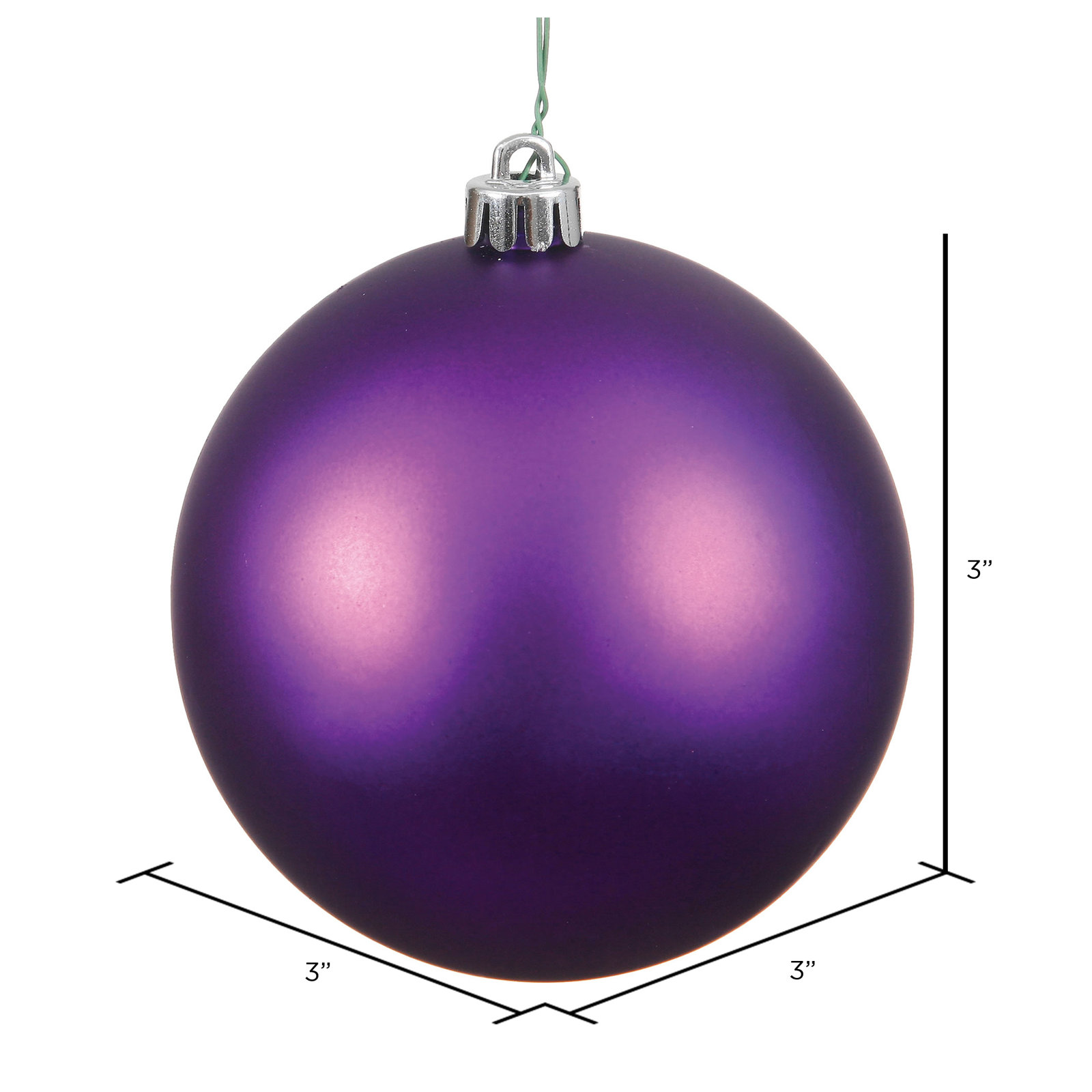 The Holiday Aisle® 3" Shatterproof Bauble, 3" H x 3" W x 3" D, Plum