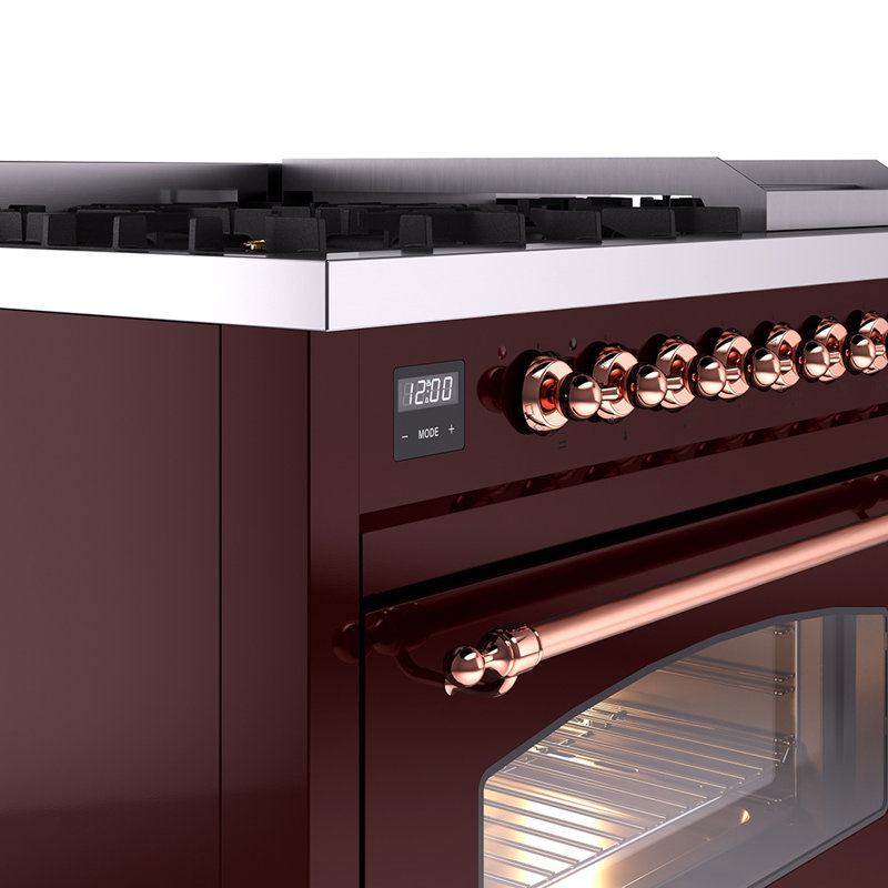 ILVE Nostalgie II 48 Dual Fuel Range , Burgundy/Copper, Natural Gas