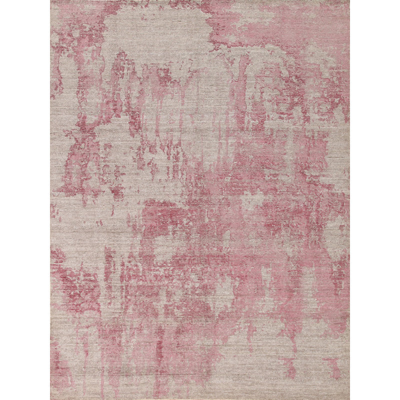 Pink Abstract Modern Area Rug 8x10