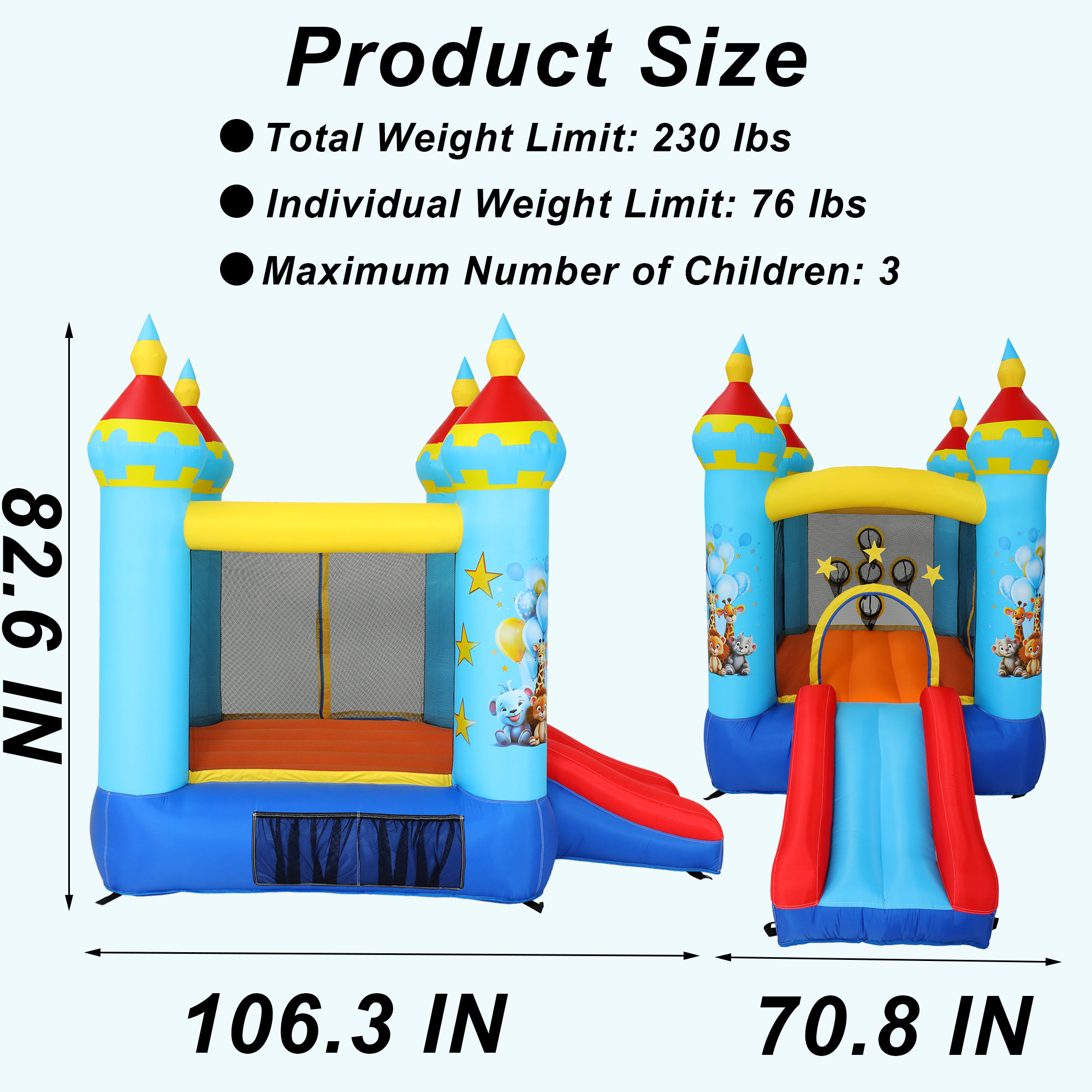 Ancheer 9ft x 6ft Animal Inflatable Bounce House for Kids, Inflatable ...