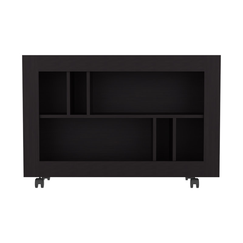 Chariot de table console 25,4 po Lacey, 5 tablettes, 4 roulettes, chariot de table console , Noir, noir, noir, noir