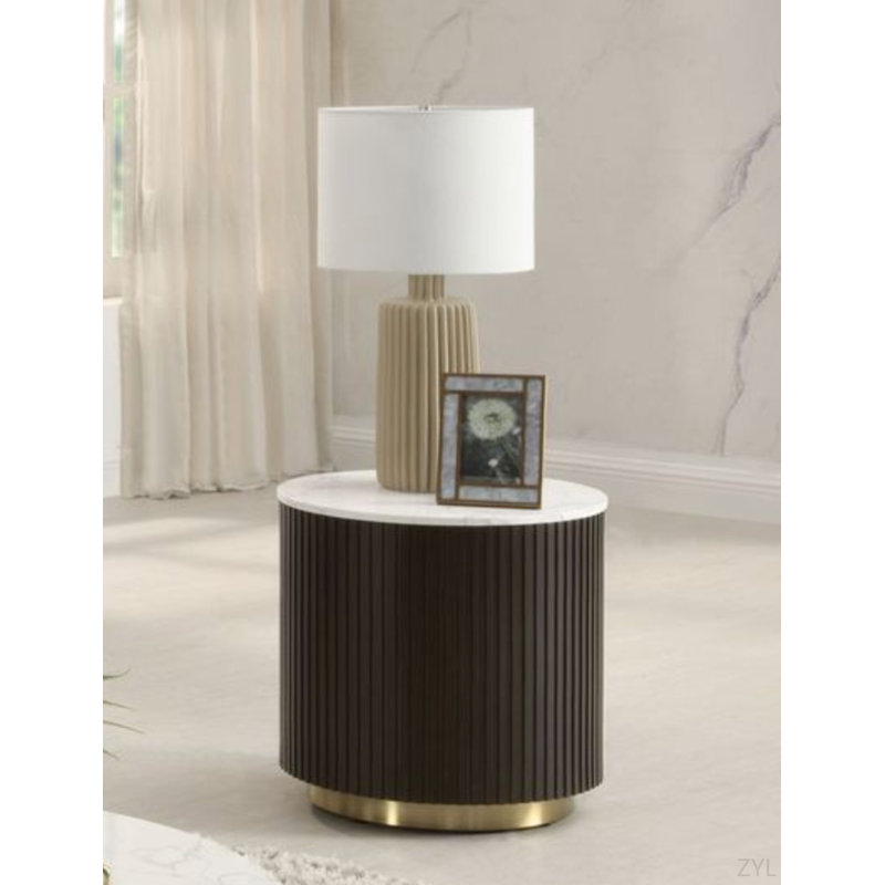 Manilla End Table With White Marble Top