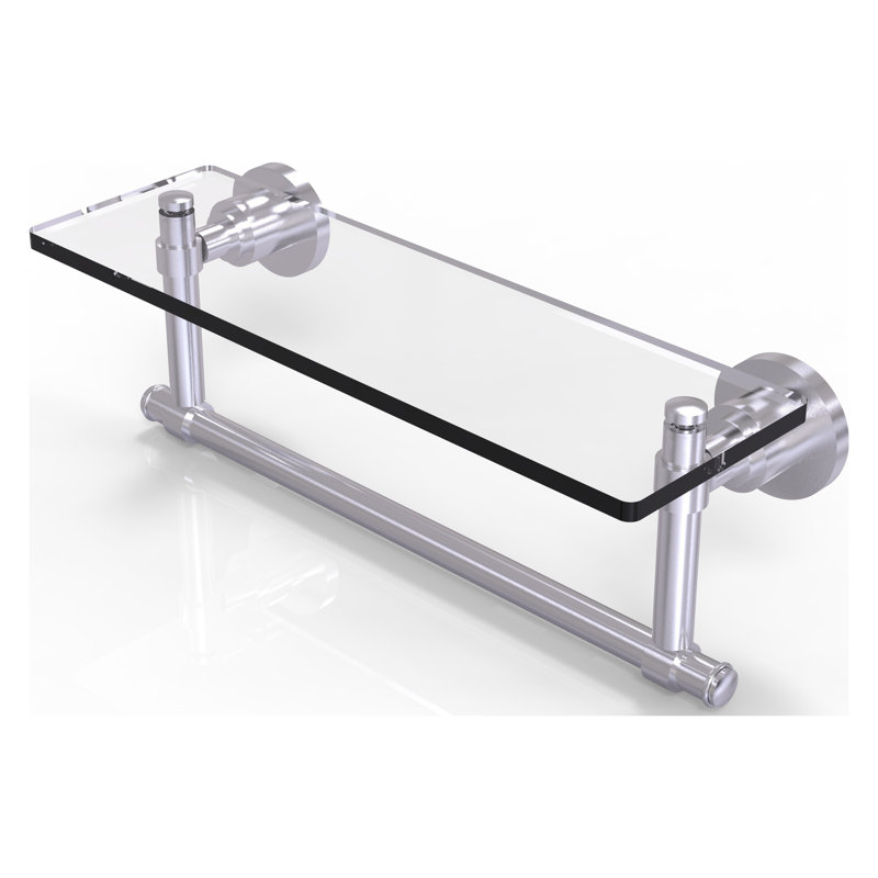 Arviso Bracket Shelf with Towel Bar, 16" W x 8" H, Satin Chrome