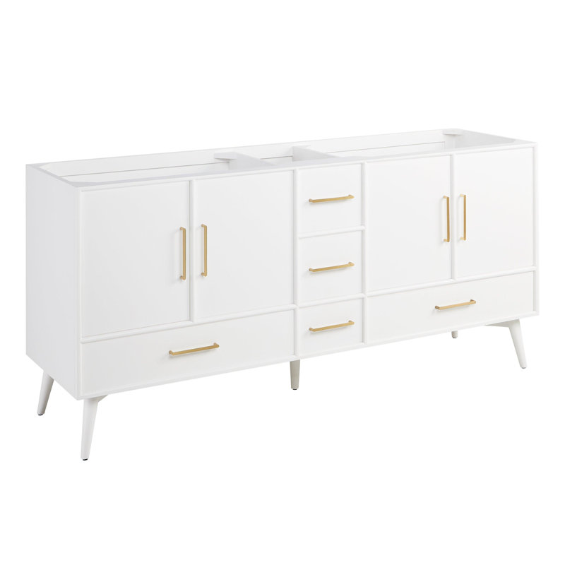 Meuble-lavabo 72 po avec lavabo encastré Novak - blanc éclatant, Centres de 8 pouces, Marbre de Carrare