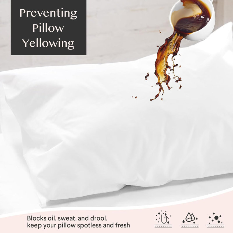 FAUNNA 4 Pack Waterproof Pillow Protectors 4 Piece 100% Cotton Guest Room Pillow Case Case Pack, Twin Pillow Case